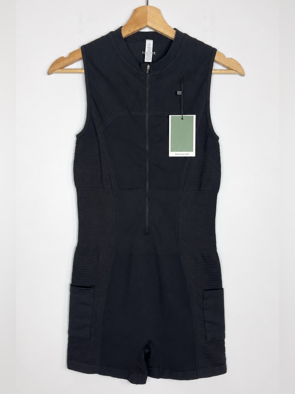 Fore-te Anthropologie Remy Playsuit Romper Black Preppy Athletic Black M/L - Picture 3 of 10